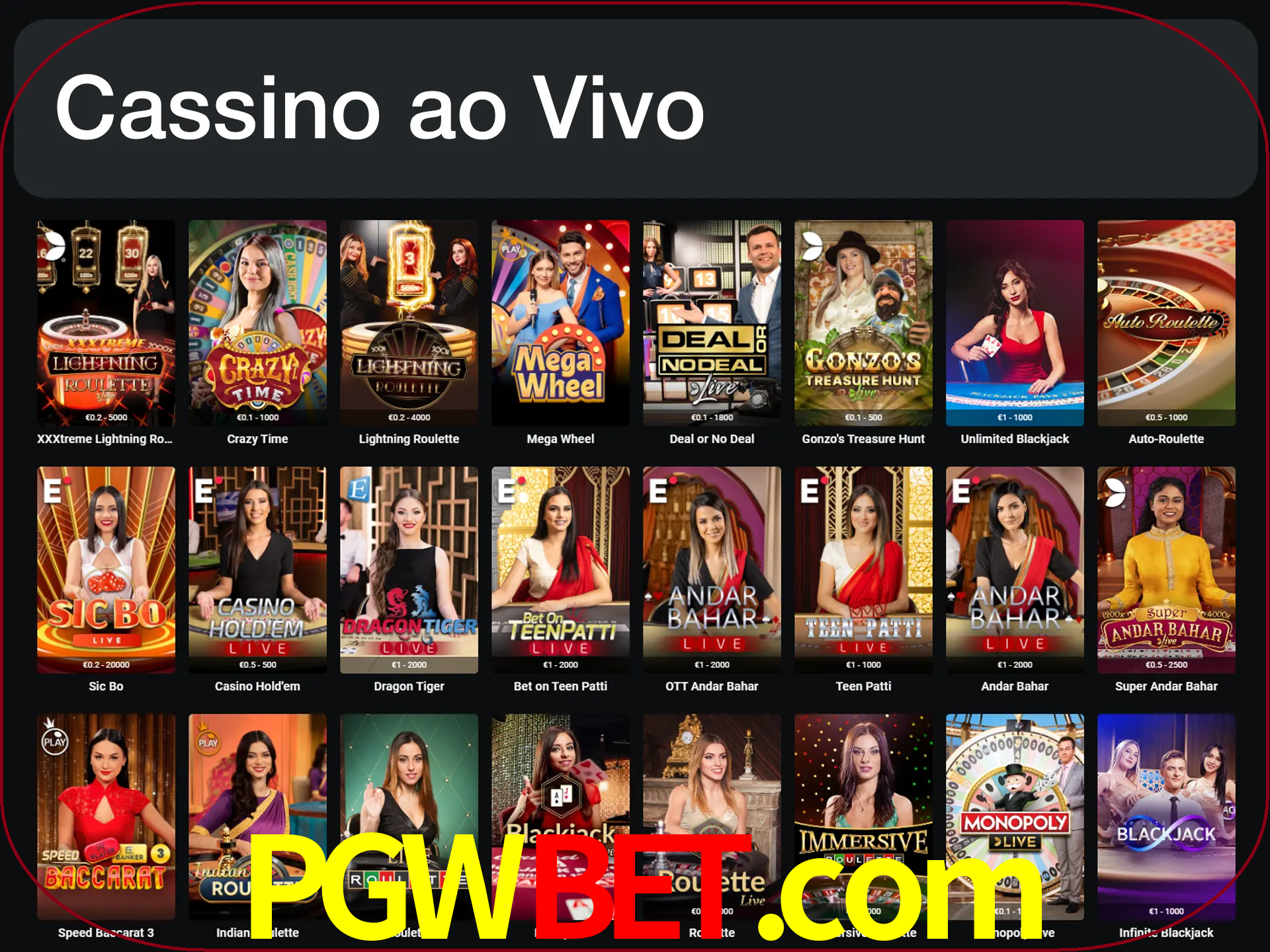 Jogue jogos de cassino com um verdadeiro dealer.